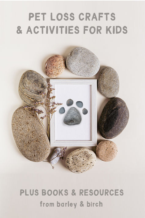 A handmade pet memorial surrounded by rocks sitting on a white background Emotion Crafts, Diy Pet Memorial Ideas, Animal Loss, Pet Memorial Ideas, The Loss Of A Pet, Dog Remembrance, Pet Remembrance, Therapeutic Activities, Homemade Toys