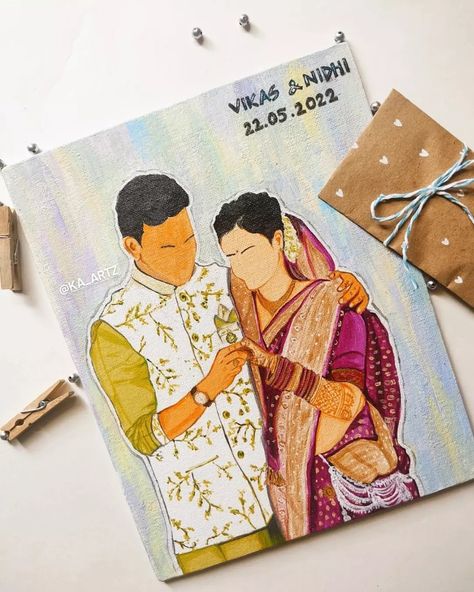 Couple Illustration Canvas Painting, Married Couple Painting, Canvas Painting For Wedding Gift, Faceless Canvas Painting, Anniversary Canvas Painting, Canvas Painting For Couples, Couple Canvas Painting Ideas, Couple Painting Ideas On Canvas, Couple Acrylic Painting