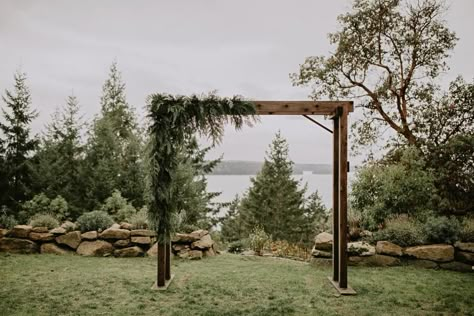 Arbor With Greenery Wedding, Evergreen Arch Wedding, Pine Wedding Arch, Cedar Wedding Arch, Evergreen Wedding Arch, Cedar Wedding Decor, Wedding Arch Forest, Winter Wedding Arch Ideas, Shire Wedding