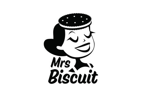 Logo design for the Mrs Biscuit Patisserie by Lika Marutian Biscuit Logo, Healthy Biscuits, Lady Logo, Modern Minimalist Logo, Handmade Stamps, Graphic Design Packaging, Handmade Sticker, Branding Graphic Design, Design Packaging