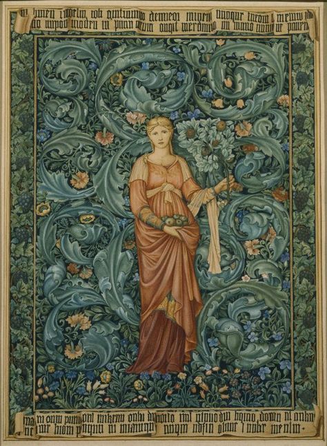 Pomona’ tapestry design, Figure by Edward Burne-Jones and background by William Morris Burne Jones, Pre Raphaelite Brotherhood, Edward Burne Jones, John Everett Millais, Medieval Tapestry, William Morris Art, William Morris Designs, English Art, Pre Raphaelite