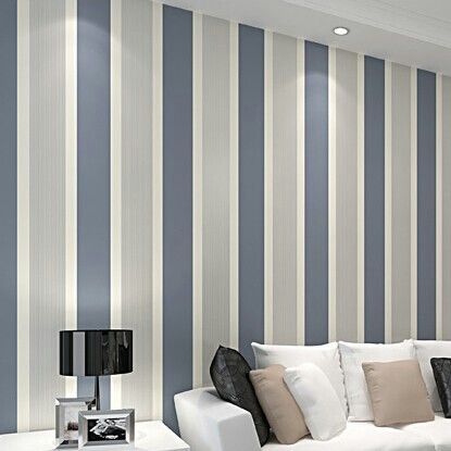 Striped Walls Bedroom, Striped Accent Walls, Modern Wallpaper Living Room, Striped Bedroom, Wallpaper Design For Bedroom, Wall Painting Living Room, Room Wall Painting, Striped Room, Striped Walls