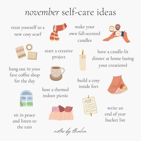 The 8 Pillars of Self-Care For Your Every Need | Notes by Thalia November Self Care, Monthly Quotes, Self Care Ideas, Writing Lists, Dinner At Home, Fall Scents, Organize Your Life, Self Care Activities, Slow Living