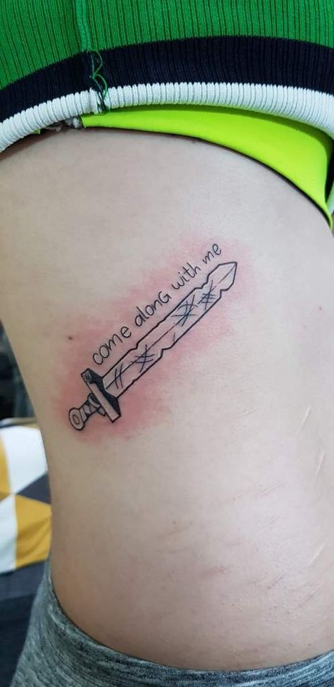 Simple Nerd Tattoos, Really Cool Tattoos For Women, Dum Tattoos, Come Along With Me Tattoo, High On Life Tattoo, Finns Swords Adventure Time Tattoo, Everything Stays Tattoo, Wizard101 Tattoo, Simple Adventure Time Tattoos