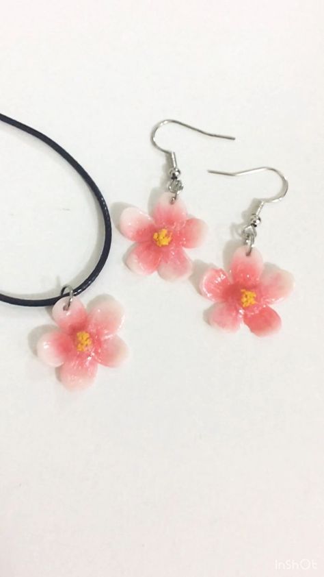 sweetbunnyarts on Instagram: What a reply 😌😅 NEW cherry blossom jewelry set🌸 #mini #miniatures #miniature #handmademiniatures #polymerclay #airdryclay #wireart… Dry Clay Earrings, Air Dry Clay Earrings, Cherry Blossom Jewelry, Air Clay, Blossom Jewelry, Handmade Miniatures, Dry Clay, Wire Art, Diy Clay