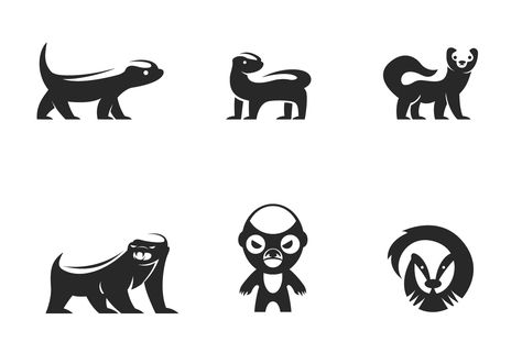 Honey Badger Tattoo, Animal Icon Design, Badger Tattoo, Otter Tattoo, Badgers Logo, Flame Tattoos, Black And White Logos, Honey Badger, Your Spirit Animal