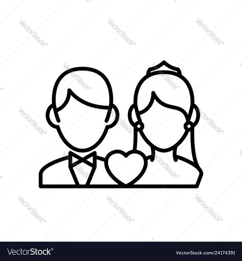 Bride And Groom Drawing, Wedding Symbols, Love Vector, Symbol Drawing, People Getting Married, Groom And Bride, Wedding Icon, Couple Icon, Simple Bride