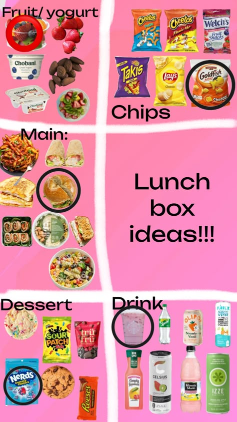 Lunch Ideas School, Preppy Lunch, Quick School Lunches, Homemade School Lunches, Lunch School, Kids Lunch Box Meals, Welches Fruit Snacks, Food Calorie Chart, Easy School Lunches