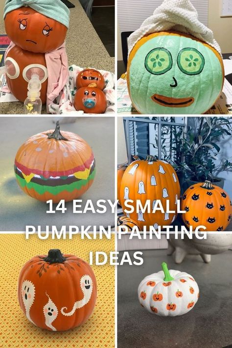 Pumpkin Carving And Painting Ideas, Pumpkin Carving And Painting, Small Pumpkin Carving, Small Pumpkin Designs, Small Pumpkin Painting, Small Pumpkin Painting Ideas, Small Pumpkin Carving Ideas, Painting Ideas For Halloween, Pumpkin Emoji