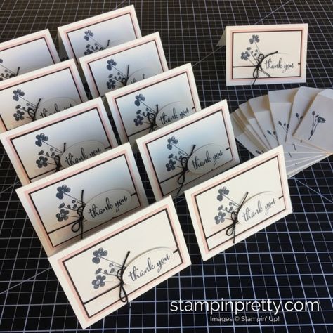 Create a simple thank you card using Stampin Up Love What You Do and Stamparatus - Mary Fish StampinUp mass produce Stampin Up Easy Thank You Cards Simple, Easy Stampin Up Thank You Cards, Stampin Up Small Note Cards, Stampin Up Note Cards, Stampin Up Simple Thank You Cards, Note Card, Note Card Ideas, Simple Thank You Cards, Handmade Thank You Cards