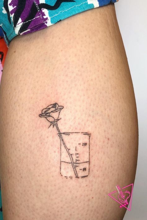 Iv Bag Tattoo, Beaker Tattoo, Bag Tattoo, Dumbest Tattoos, Iv Bag, Hand Poke, Leg Sleeve, Leg Sleeves, Piercing Ideas