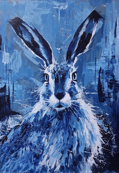 Monochromatic hare painted in acrylics Monochromatic Animal Painting, Monochromatic Painting Animals, Monochromatic Art Ideas, Monotone Painting, Monochromatic Painting Ideas, Monotone Art, Monochromatic Drawing, Elements Of Art Color, Monochromatic Artwork