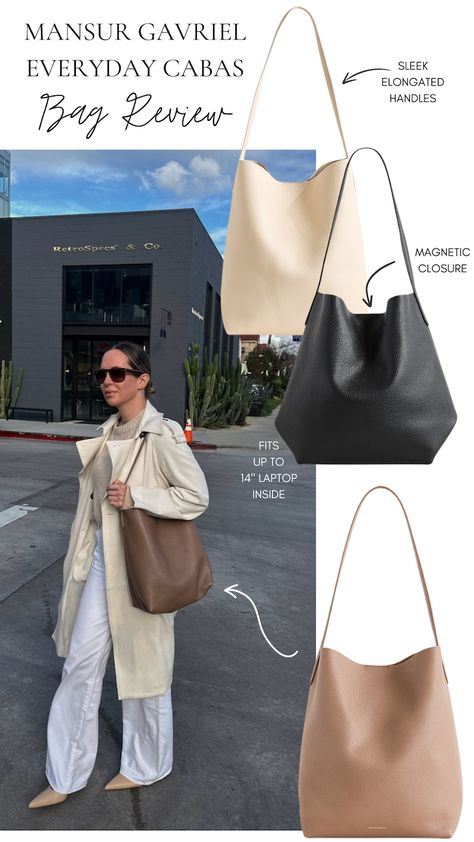 Mansur Gavriel Everyday Cabas Bag Review | Brooklyn Blonde Mansur Gavriel Bag, Dressy Boots, Brooklyn Blonde, Mom Bags, Mansur Gavriel, Laptop Bag, Winter Coat, Brooklyn, Neiman Marcus