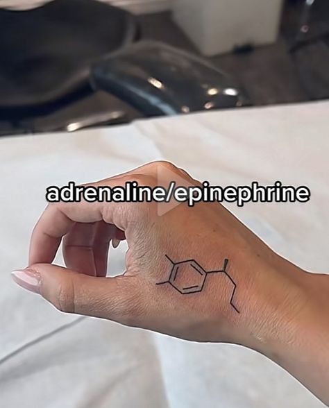 Epinephrine Tattoo, Diaphragm Tattoo, Adrenaline Tattoo Ideas, Kryptonite Tattoo, Magnet Tattoo, Feminin Tattoo, Adrenaline Tattoo, Chemical Tattoo, Minimalistic Tattoo