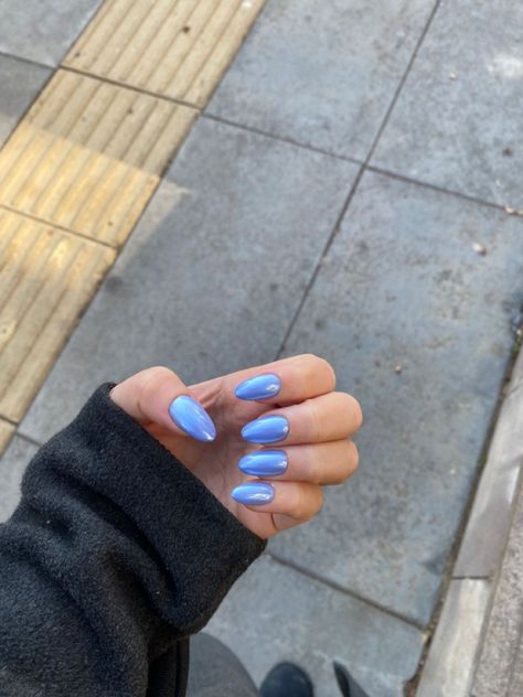 perry nail Crome Nails Square Short, Chrome Nails Oval Shape, White With Blue Chrome Nails, Square Blue Chrome Nails, Aquamarine Chrome Nails, Cobalt Blue Chrome Nails, Neon Blue Chrome Nails, Blueberry Chrome Nails, Summer Nails Crome