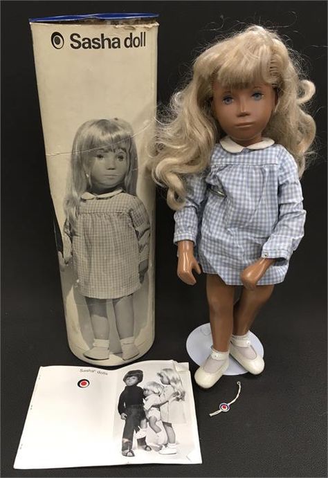 by Trendon Toys of Stockport, England. From the beginning the dolls attracted attention, being the design of an artist they were different to any other play dolls around at the time. They were also more expensive and have always been seen as more exclusive. Before the commercial production of the dolls Sasha Morgenthaler produced one-of-a-kind 20″ vinyl, gypsum, and cloth dolls. She used these dolls to develop the design for the 16″ production play-dolls, that became popular in the 1960s. The e Kathe Kruse Dolls, Blue Dungarees, White Skin Tone, Ballet Doll, Blue Gingham Dress, White Short Sleeve Shirt, Sasha Doll, Velvet Clothes, Doll Family