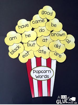 Flower Making With Paper, Popcorn Words, Preschool Charts, Back To School Worksheets, Holiday Homework, School Kids Crafts, School Board Decoration, Preschool Classroom Decor, Tricky Words