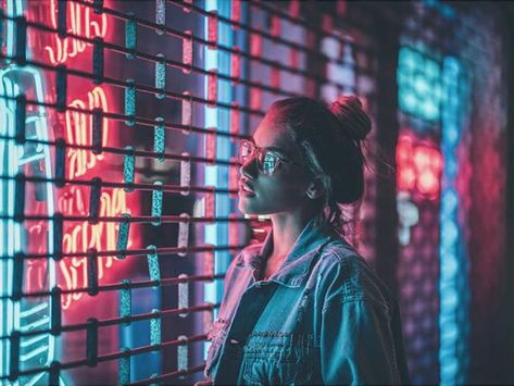 Night Photography Portrait, Lighting Portrait, Neon Photo, Neon Lights Photography, Neon Photoshoot, Lighting Aesthetic, Brandon Woelfel, Aesthetic Portrait, Neon Photography