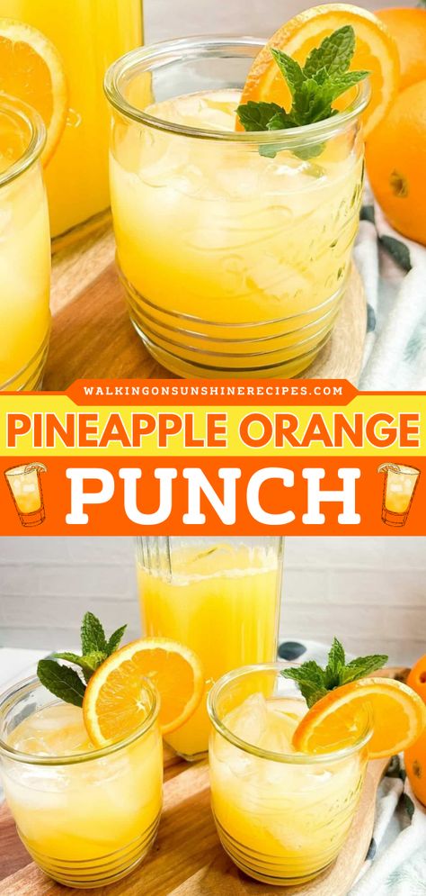 Orange Juice Sprite Punch, Orange Juice Ginger Ale Punch, Sparkling Orange Juice, Pineapple Sprite Punch, Orange Hawaiian Punch Recipes, Orange Pineapple Juice Recipe, Orange Juice Punch Recipes, Orange Non Alcoholic Punch, Orange Colored Punch Recipes