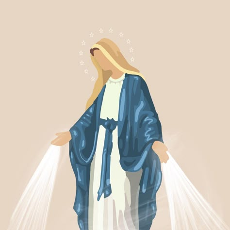 Virgin Mary Illustration, Virgin Mary Poster, Mary Illustration, Virgin Mary Wallpaper, Immaculate Conception Of Mary, Mother Mary Wallpaper, Mary Painting, Virgin Mary Painting, Hail Mary Prayer