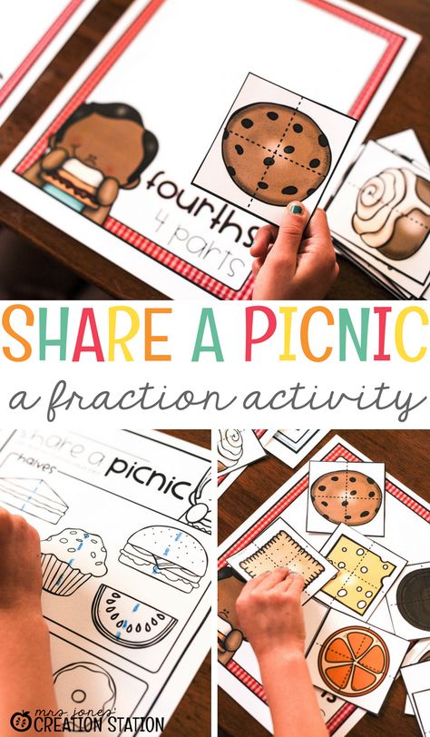 Teaching fractions is a picnic with this Share a Picnic Fraction Activity! #mrsjonescreationstation #mjcs #fractionsactivities #fractionsfirstgrade Teaching Fractions Kindergarten, Picnic Kindergarten, Fraction Activity, Kindness Week, Numeracy Activities, Folder Activities, Fraction Games, Conscious Discipline, Teaching Fractions