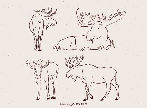 Moose Vector Illustration Set #AD , #affiliate, #sponsored, #Vector, #Illustration, #Set, #Moose Small Moose Tattoo Simple, Minimalist Moose Tattoo, Moose Drawing Simple, Moose Drawing Sketch, Cute Moose Tattoo, Simple Moose Doodle, Moose Cartoon Drawing, Cartoon Moose Tattoo, Moose Doodle