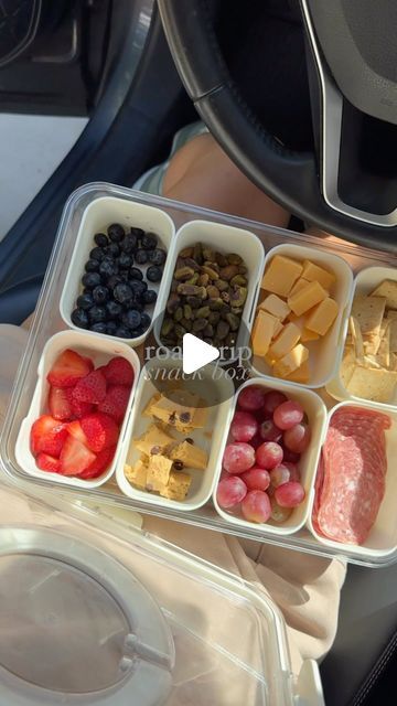 Peyton Pratte on Instagram: "Road Trip Snack Box 🧀🍇 A game changer for anybody taking a road trip this upcoming holiday season!! Comment “Road Trip” and I’ll send you a link to this snack box + cooler! 🚙

#roadtrip #snackbox #choosingbalance #healthylifestyle #healthylife #carride #roadtripessentials #toddlerfinds #snacktime #onthego" Roadtrip Snacks, Peyton Pratte, Healthy Road Trip Snacks, Road Trip Snacks, Eat Lunch, Road Trip Essentials, Snack Box, Snack Time, Game Changer