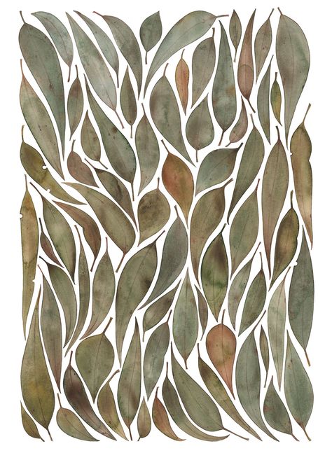 A variety of eucalyptus leaves collected from around my area, painted in watercolour. Giclee Prints available from www.meanderdesigns.com.au Gum Leaves, Nature Art Prints, Watercolour Illustration, Art Et Illustration, Australian Art, Watercolor Leaves, Art And Illustration, Leaf Art, Watercolor Artwork