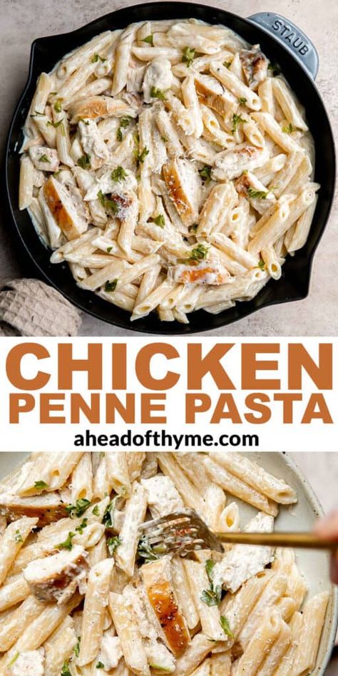 Chicken With Penne Pasta Recipes, Chicken And Penne Recipes, Crockpot Chicken Penne Pasta, Easy Rotisserie Chicken Pasta Recipes, Penne Pasta Recipes Chicken, Penne Chicken Pasta, Heavy Cream Chicken Pasta, Penne Chicken Alfredo, Chicken Penne Pasta Recipes