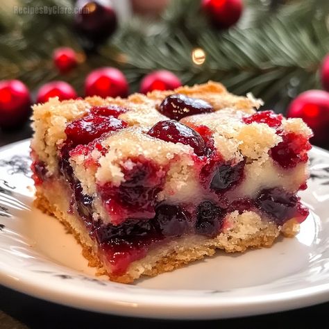 Buttery bars filled with cherry pie filling and drizzled with a sweet almond glaze. A festive treat for any holiday gathering. Cherry Filling Dessert, Cherry Pie Filling Recipes Desserts, Using Cherry Pie Filling, Cherry Pie Filling Recipes Easy, Cherry Bars Recipe, Cherry Pie Bars Recipe, Pie Filling Desserts, Cherry Pie Filling Recipes, Cherry Recipes Dessert