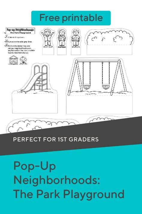 Create a miniature #pop-up playground with this fun #printable that comes complete with swing set, slide, train, and pop-up children. This is the perfect project for a rainy or snowy afternoon when it's too gloomy to go outside. #IndoorRecess #educationdotcom Playground Crafts For Preschoolers, Playground Activities, All About Me Preschool, Kindergarten Art Projects, Learning Grammar, Elementary Activities, Park Playground, Spring Fun, Summer Learning