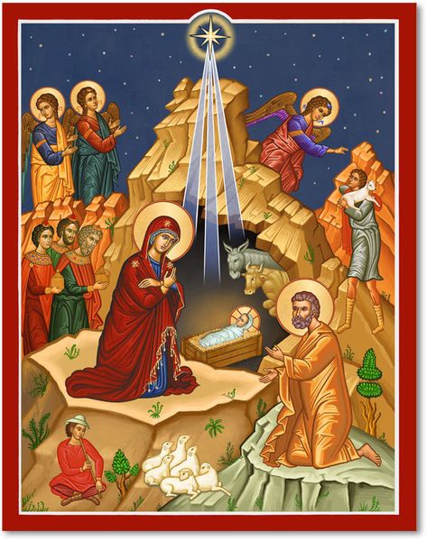 Greek Orthodox Christmas, Nativity Icon, Monastery Icons, The Nativity Scene, Scene Icon, Greek Icons, Liturgical Seasons, Orthodox Christian Icons, Religious Pictures