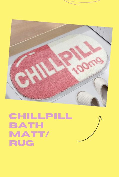 RORA Funny Cute Chill Pill Bath Mat Small Pink Bathroom Rugs Preppy Bathroom Decor Aesthetic Bath Rug Non Slip Washable Water Absorbent Small Pink Bathroom, Preppy Bathroom Decor, Bathroom Decor Aesthetic, Preppy Bathroom, Pink Bathroom Rugs, Bath Matts, Dorm Room Crafts, Aesthetic Bath, Chill-out Music