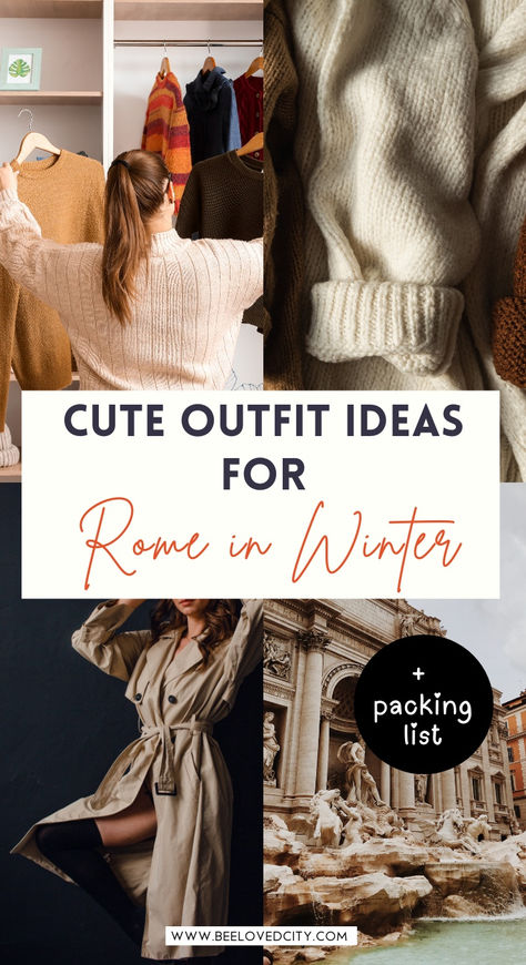 Prepare for Rome’s winter weather with warm yet stylish layers. Pack essentials like a wool coat, cozy sweaters, and dark jeans or trousers. A scarf, gloves, and a beanie will keep you warm and blend perfectly with Rome’s classic street style. Opt for comfortable, waterproof ankle boots to navigate the cobblestone streets and a crossbody bag to keep your essentials close while sightseeing. #RomeInWinter #ItalianStyle #JanuaryOutfitGuide Fashion In Rome Italy Street Styles, Winter Outfits Rome, Italian Style Women Winter, Winter Italian Fashion, Rome Style Winter, Italian Street Style Winter, Italy Travel Outfit Winter, Winter Outfits In Italy, Rome Street Style Winter