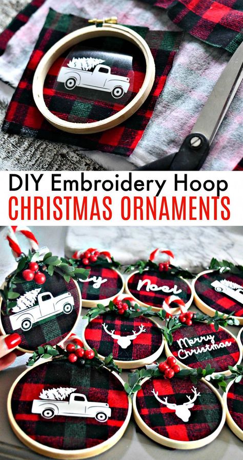 Embroidery Hoop Christmas Ornaments, Cute Diy Crafts, Embroidery Hoop Christmas, Joululahjat Diy, 4h Projects, Couture Ideas, Ball Ideas, Winter Ball, Idee Cricut