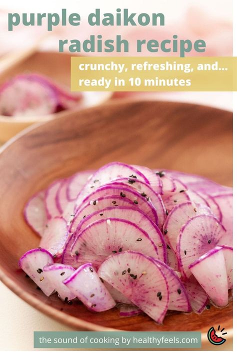 Purple Daikon Radish Recipes, Dicon Radish, Daikon Radish Recipes, Hawaii Recipe, Purple Radish, Veggie Prep, Daikon Recipe, Radish Recipe, Daikon Radish