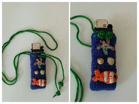 Lighter Case Crochet, Crochet Lighter Holder, Crochet Fish Patterns, Bead Knit, Crochet Case, Crochet Fish, Custom Crochet, Fish Patterns, Crochet Stitches For Beginners