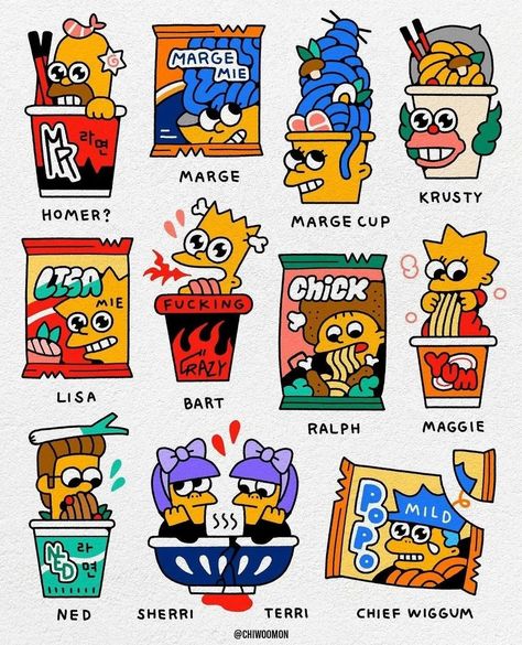 Superflat Art, Superflat, Retro Graphic Design, Graffiti Writing, Graffiti Doodles, Book Icons, The Simpsons, Graphic Design Logo, Planner Stickers