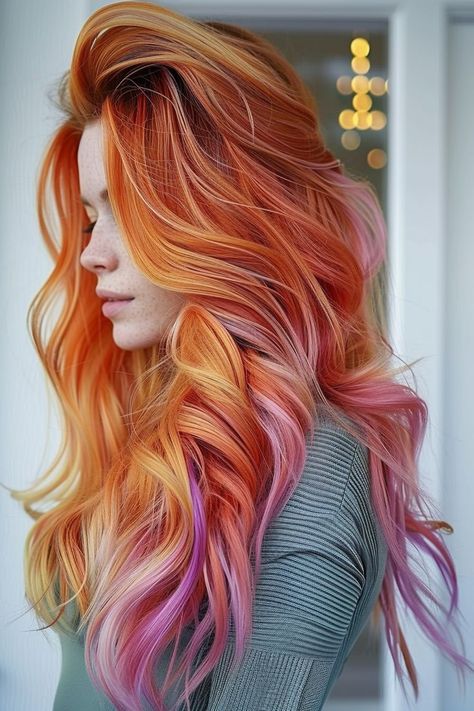 Mermaid Hair Ideas, Types Of Hair, Hair Care Products, Mermaid Hair, Orange Hair, Fresh Look, Purple Hair, The Four, Hair Ideas