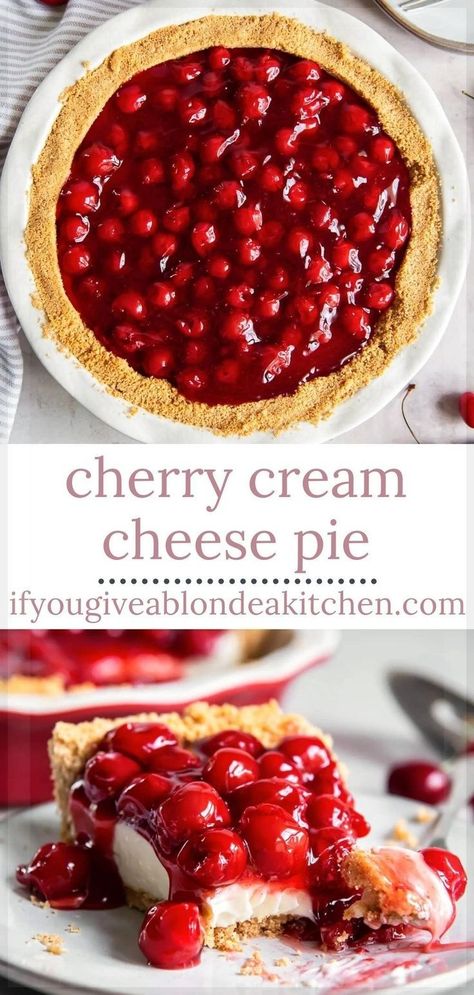 Cherry Cream Cheese Pie, Holiday Meal Prep, Cream Cheese Pie Recipes, Cherry Cream Cheese, Cheese Pie Recipe, Fruit Topping, Cherry Topping, Cream Cheese Pie, Homemade Dessert