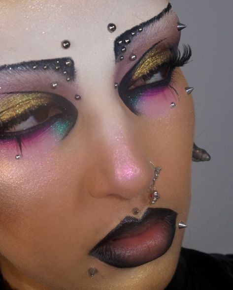 Man repellent makeup 😈 (part 2) inspired by @verakovaleva.inc ⛓️ The right angled brow is especially threatening!!! Earrings by @claudiapink, so perfect for this look #manrepeller #unapproachablemakeup Men Repellent Makeup, Edgy Aesthetic, Man Repeller, Makeup Inspo, Repellent, Makeup, Quick Saves, Make Up