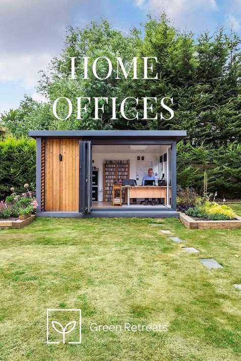 Tiny Office Building, Garden Office Room, Outdoor Office Design, Detached Office Backyard Studio, Backyard Home Office, Backyard Office Ideas, Detached Home Office, Garden Room Office, Garden Room Ideas Outdoor