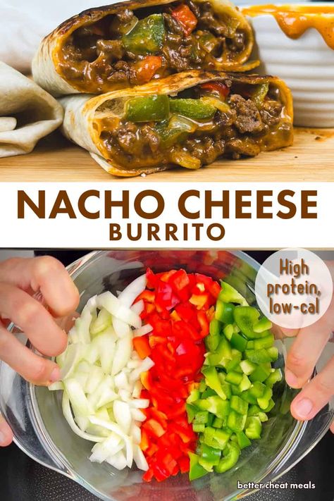 Craving Tex-Mex? 🤤 This High-Protein Nacho Cheese Burrito is a game-changer! 🏆 Only 454 cal with 51g protein - perfect for weight loss & muscle gains! 💪🎯 Easy meal prep, macro-friendly, and absolutely delicious! 😋 Save this pin 📌 for your next cheat meal that fits your diet! #healthyrecipes #mealprep #highprotein #weightloss #fitfood #easydinner #texmex #burritonight #cleaneating #balanceddiet High Protein Burrito Meal Prep, Meal Prep Burritos, Cheese Burrito, Healthy Nachos, Frozen Burritos, High Protein Dishes, High Protein Meal Prep, Low Fat Cheese, Dinner Prep