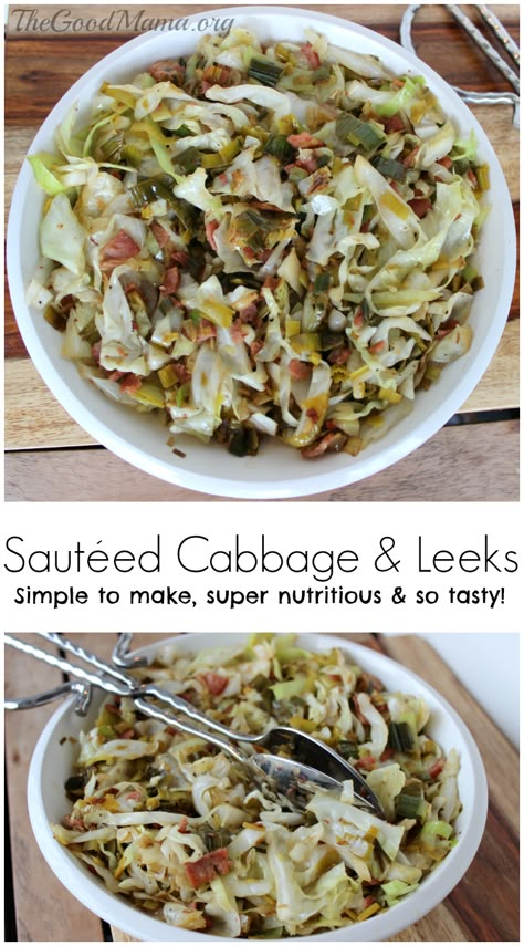 Sautéed Cabbage, Leeks Recipe, Recipes Cabbage, Leek Recipes, Sauteed Cabbage, Csa Recipes, Veggie Side Dishes, Cabbage Recipes, Veggie Dishes