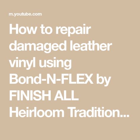 How to repair damaged leather vinyl using Bond-N-FLEX by FINISH ALL Heirloom Traditions Paint - YouTube All In One Paint, Paint Vinyl, Heirloom Traditions Paint, Heirloom Traditions, All In One, Split, Repair, The Creator, Paint