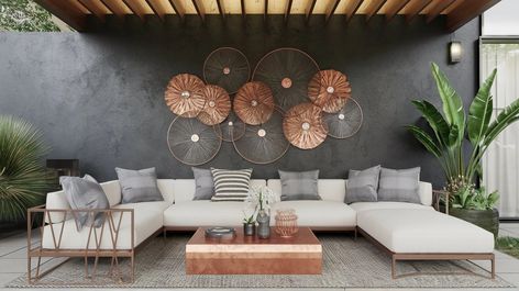 Get inspired with creative ideas for outdoor wall decorations metal , art, and garden patio decorations that will enhance your outdoor living experience. Exterior Wall Decor Ideas, Outdoor Wall Decorations, Patio Decorations, Rustic Patio, Garden Mirrors, Outdoor Wall Art, Garden Wall Art, Art Garden, Contemporary Outdoor