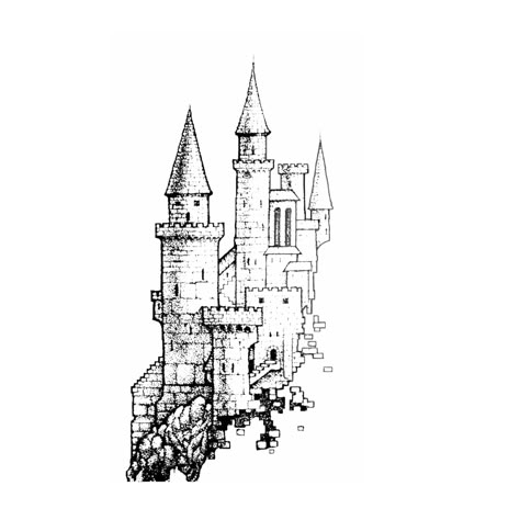 Dream Castle Drawing, Castle Drawing Sketches Easy, Castle Drawing Sketches, Castle Line Drawing, Castle Line Art, Sketch Castle, Castle Outline, Midevil Castle, Crumbling Castle