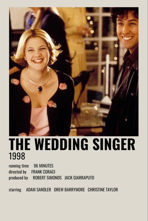 The Wedding Singer Movie Poster, The Wedding Singer Aesthetic, Wedding Singer Aesthetic, Adam Sandler Movie Posters, The Wedding Singer Movie, Wedding Singer Movie, Wedding Crashers Movie, Adam Sandler Movies, Polaroid Wedding