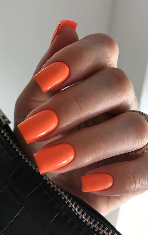 Basic Nails, Acrylic Nails Coffin Short, Neon Nails, Orange Nails, Fire Nails, Pretty Acrylic Nails, Chic Nails, Dope Nails, Short Acrylic Nails