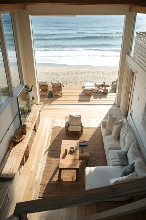 coastal, modern, interior design Beach House Getaway, Relaxing Beach, Coastal Modern, Stunning View, Modern Interior, Light Colors, Beach House, Tap, Design Ideas